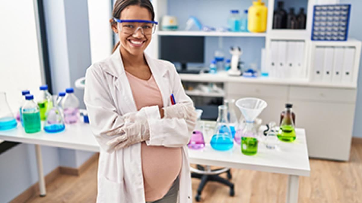 pregnant woman in lab