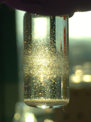 Particles suspended in a test tube
