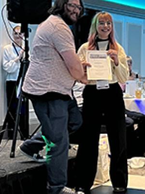 Phillippa Partridge winning the Young Crystallographers Group of British Crystallographic Association